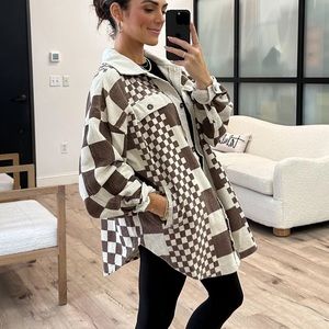 NEW CHECKERED CORDUROY SHACKET SHIRT TOP BUTTON DOWN